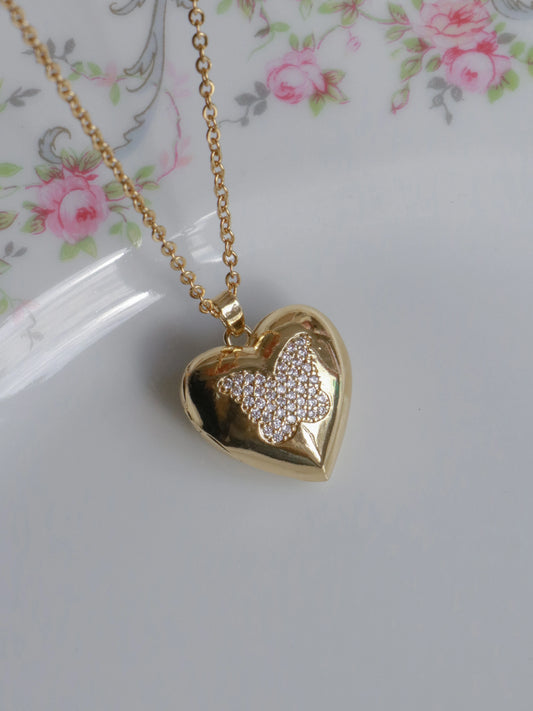 Butterfly In My Heart Personalized Photo Cover Necklace