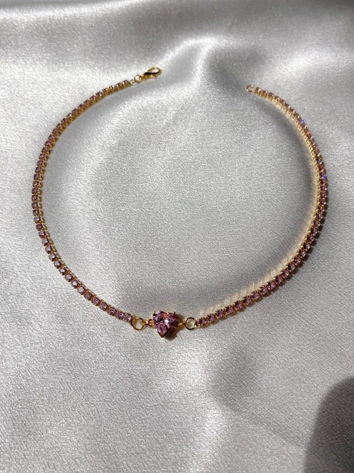 Cutie Heart Zircon Stone Choker / Necklace