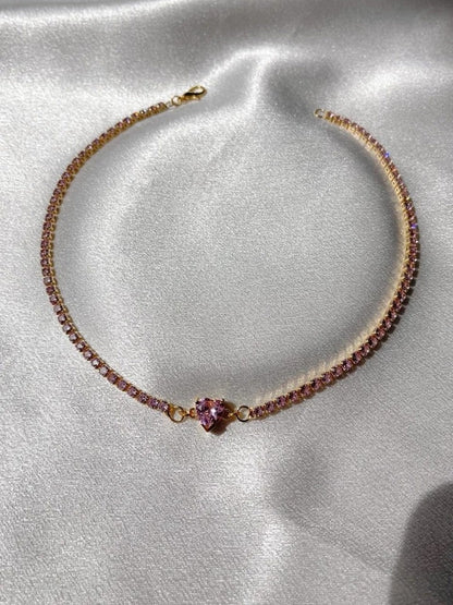 Cutie Heart Zircon Stone Choker / Necklace