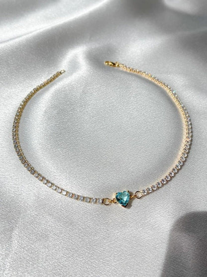 Cutie Heart Zircon Stone Choker / Necklace