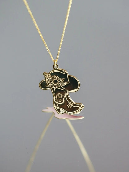 Cowboy Boots 925 Silver Necklace