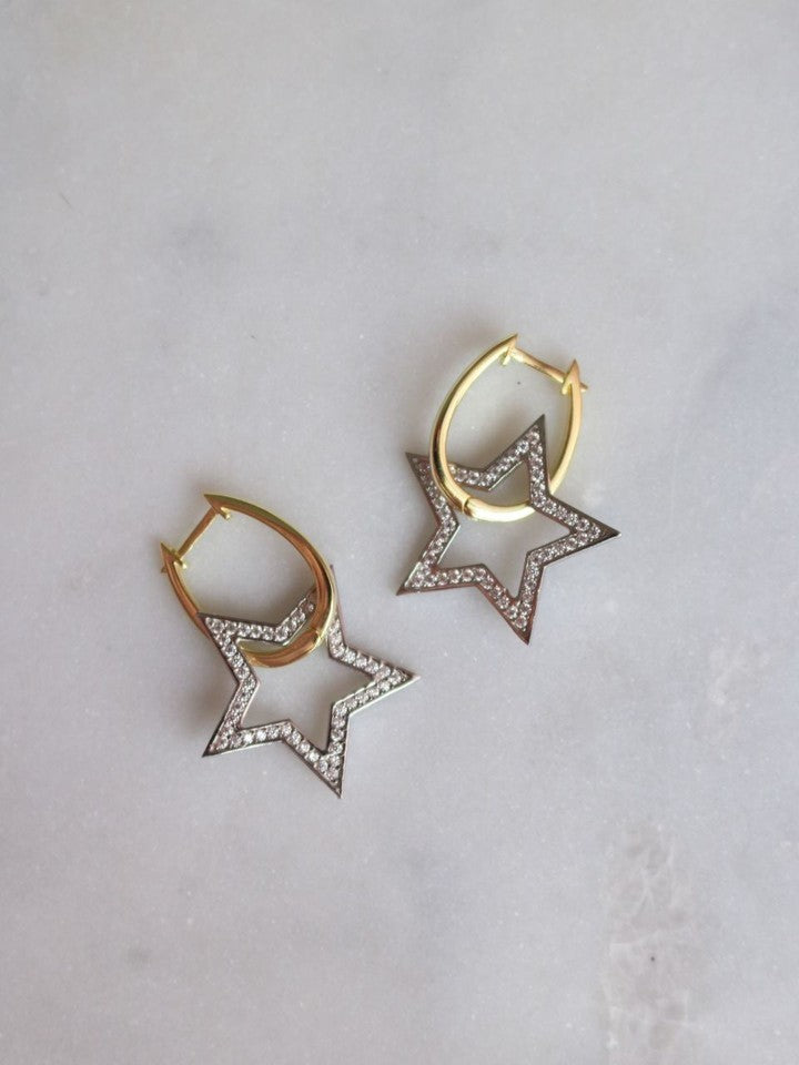 Gold And Silver Youre A Star 925 Silver Earrings