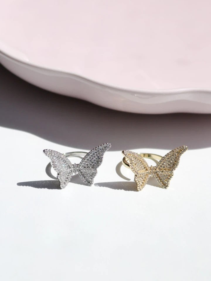 White Big Butterfly Ring