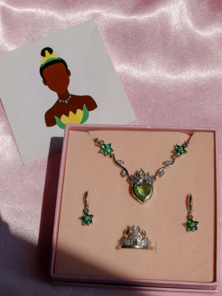 Tiana Crown Necklace, Earring, Ring Set