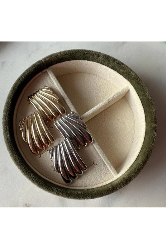 Large Rectangular Brass Stud Earrings