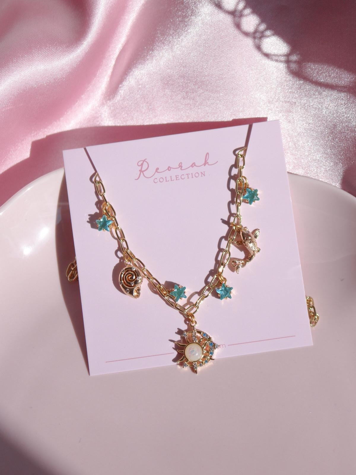 Blue Summer Night Charm Necklace