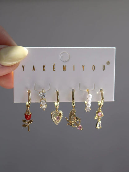 Rose Heart Earring Set