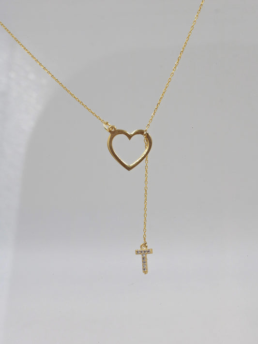 Letter Necklace Through The Heart 925 Silver