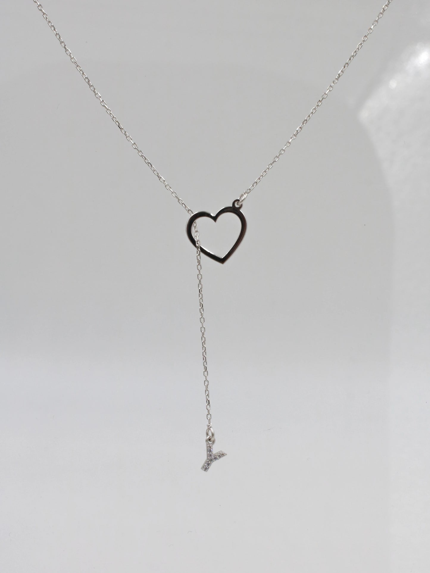 Letter Necklace Through The Heart 925 Silver