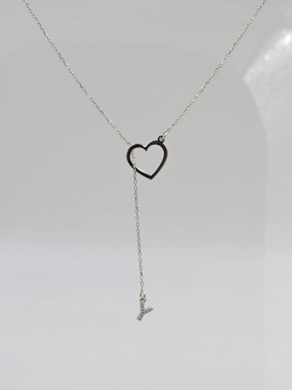 Letter Necklace Through The Heart 925 Silver