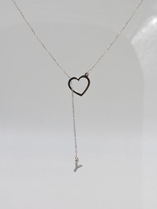 Letter Necklace Through The Heart 925 Silver