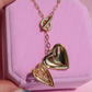 Heart Locket Necklace with Pink Gem