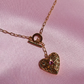 Heart Locket Necklace with Pink Gem