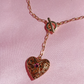 Heart Locket Necklace with Pink Gem