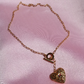 Heart Locket Necklace with Pink Gem