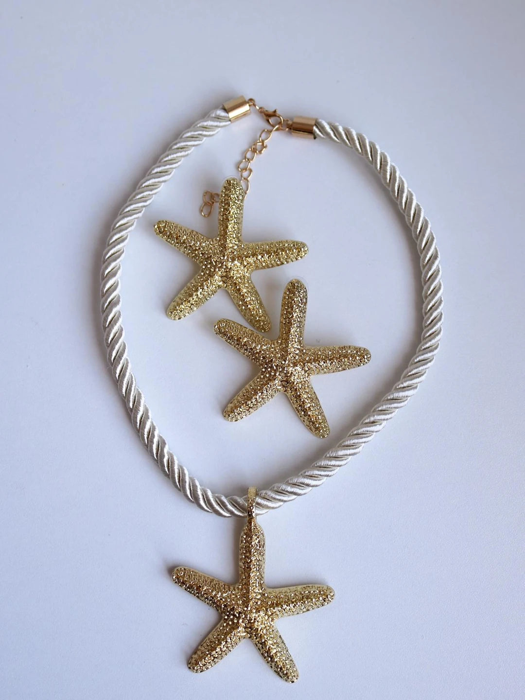 Golden Starfish Necklace and Earring Set
