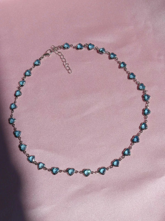 Blue Infinity Heart Necklace