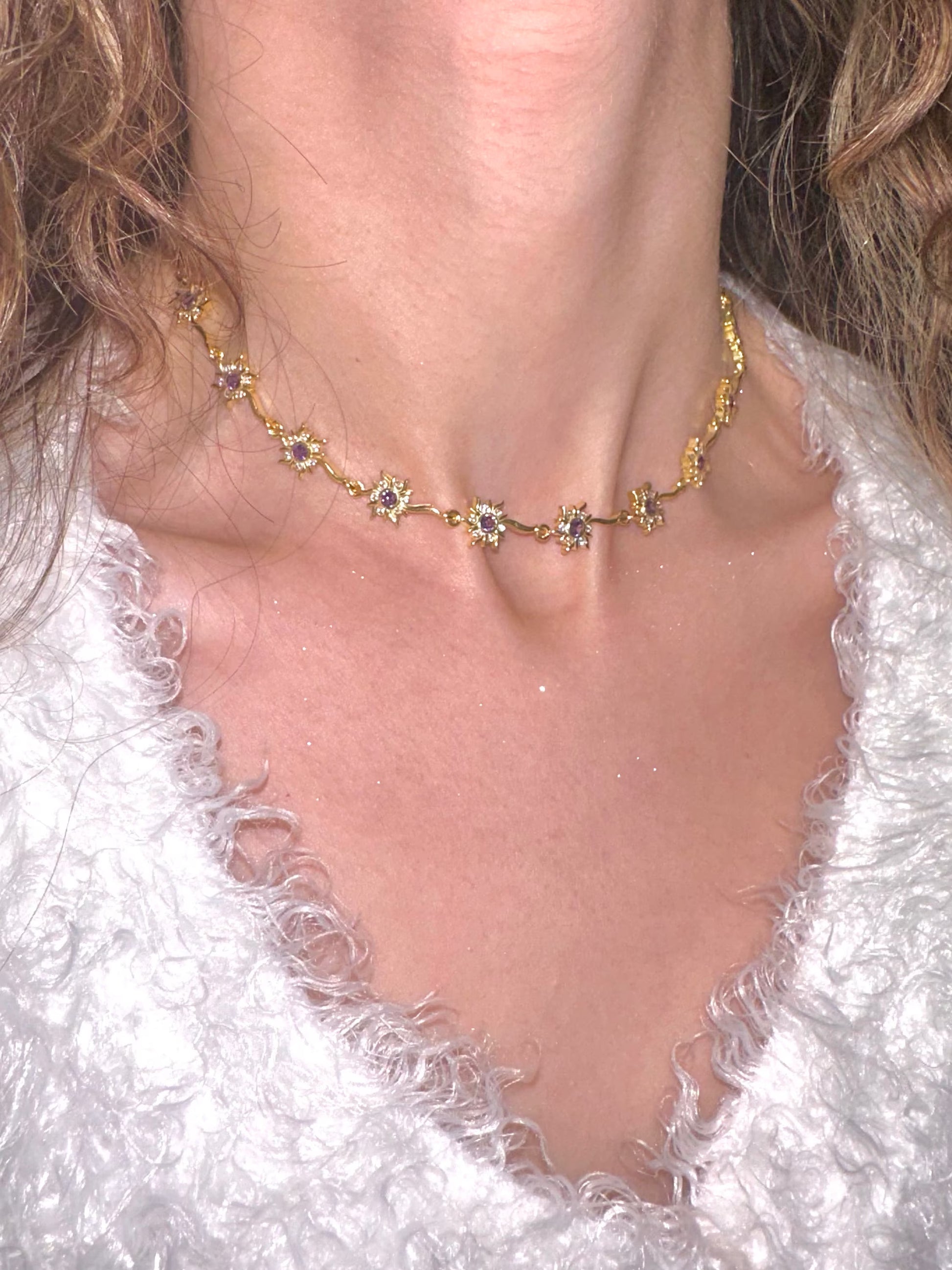 Rapunzel Sun Necklace, Princess Jewelry, Purple Sun Necklace – Reorah