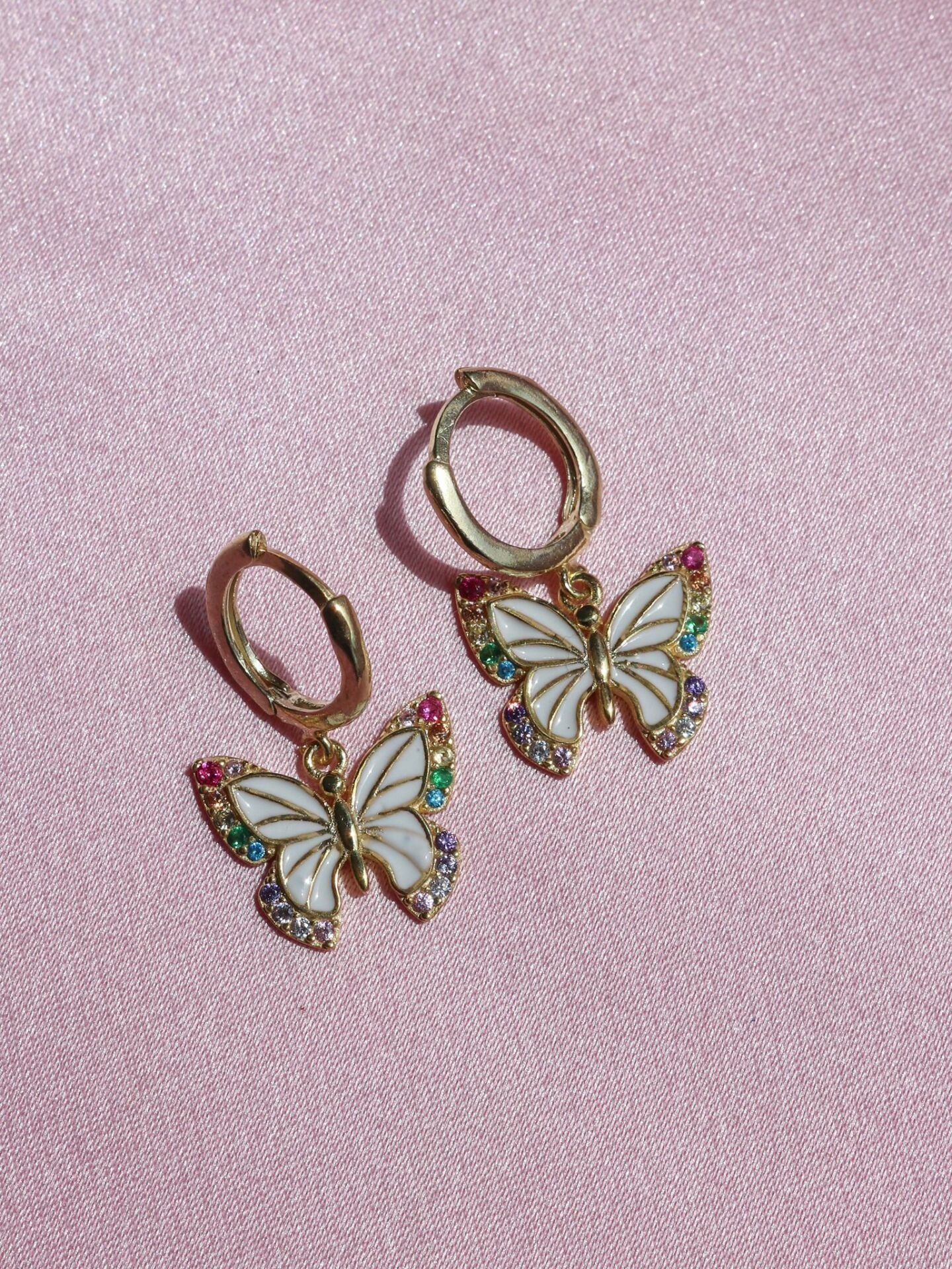 Rainbow Butterfly Earrings, 925 Sterling Silver