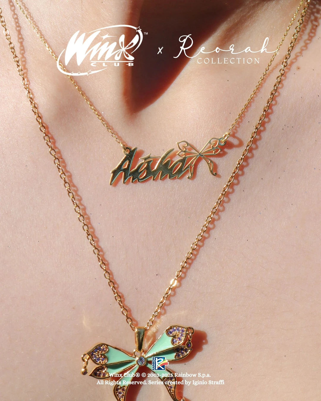 Winx Club® Aisha Personalized 925 Silver Enchantix Wings Name Necklace