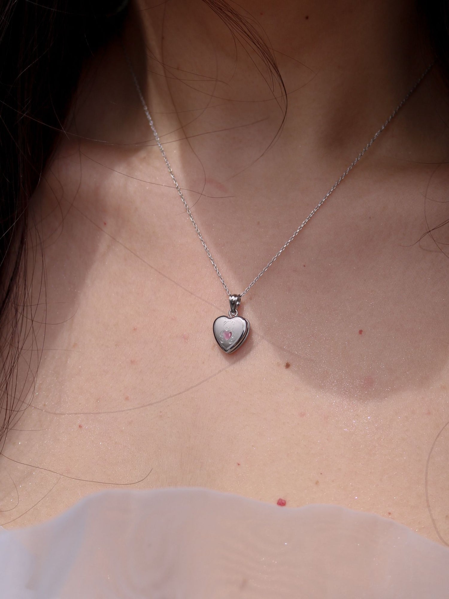 First Love Teddy 925 Personalized Photo Locket 925 Sterling Silver Necklace