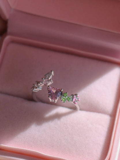 Pink Heart in Bloom Ring