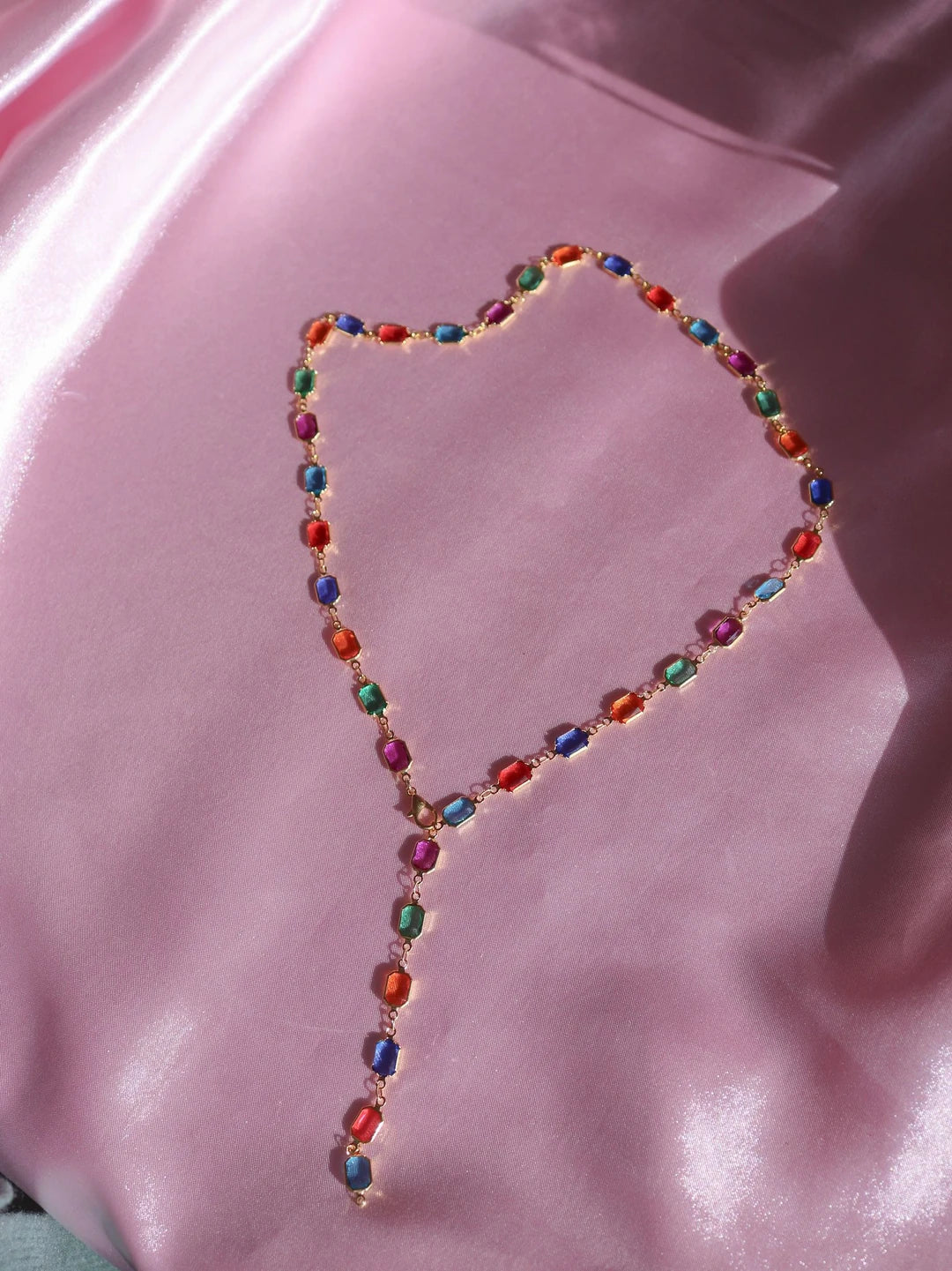 Colorful Multiple Gems Y Necklace