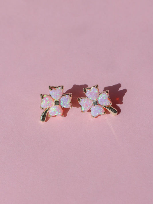 Lucky Opal Clover Earrings, 925 Sterling Silver