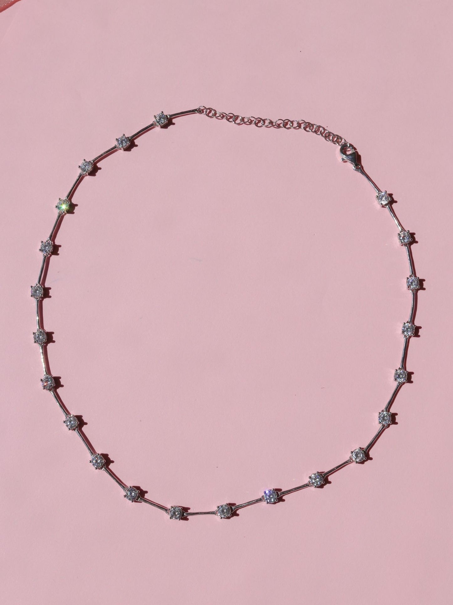 Diamond Stones Choker, 925 Sterling Silver