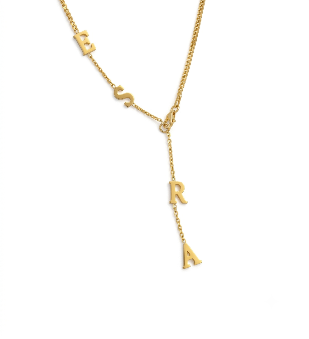 Whispering Letters Lariat 925 Sterling Silver Necklace