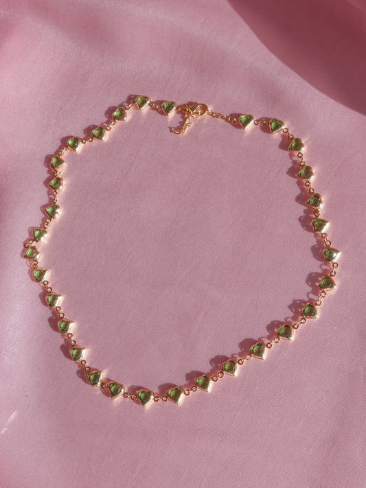 Green Infinity Heart Necklace