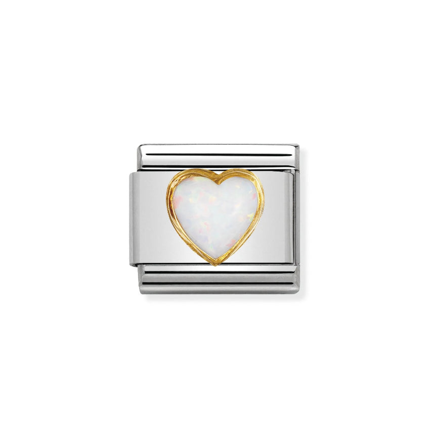 COMPOSABLE CLASSIC LINK HEART WITH WHITE OPAL