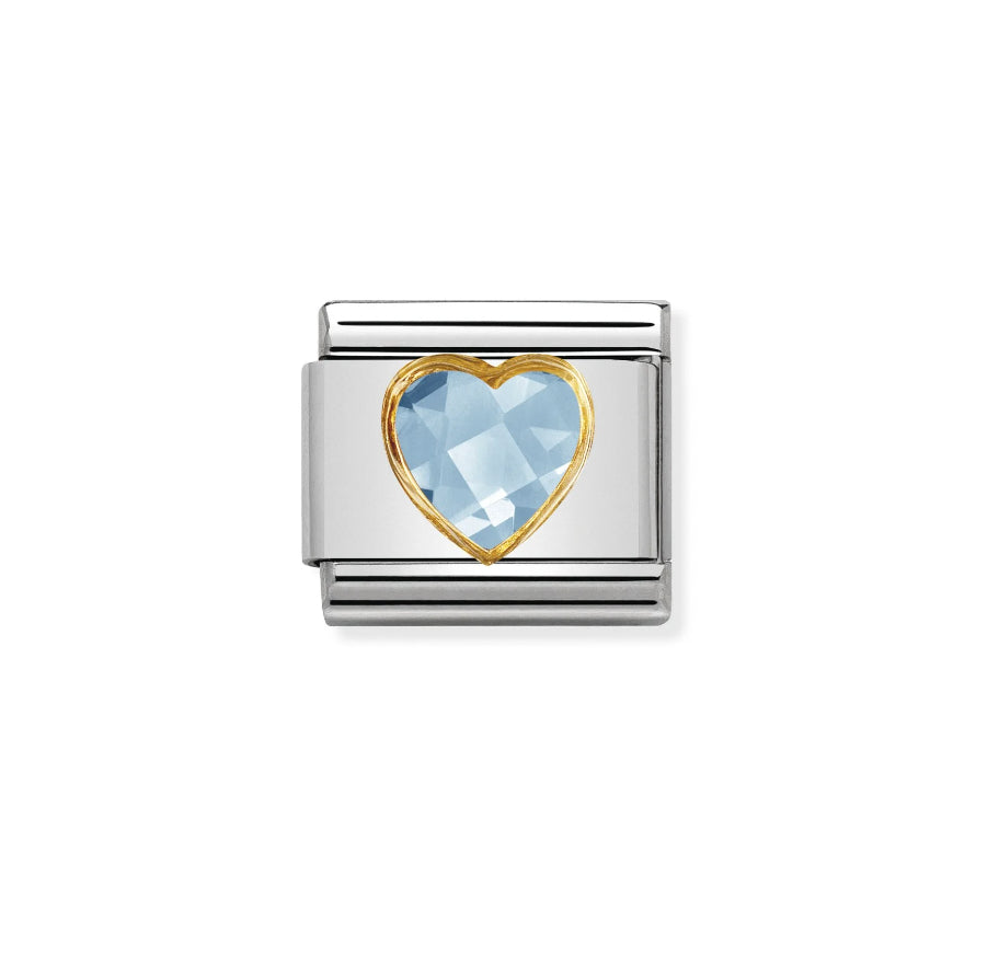 COMPOSABLE CLASSIC MULTIFACETED LIGHT BLUE HEART LINK