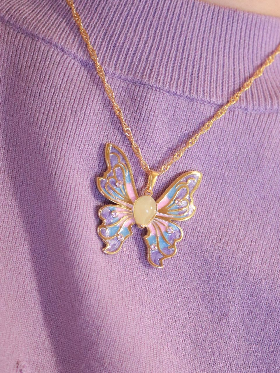 Fairy Elina Butterfly Glowing Necklace, Mermaid Necklace, Mariposa Pendant