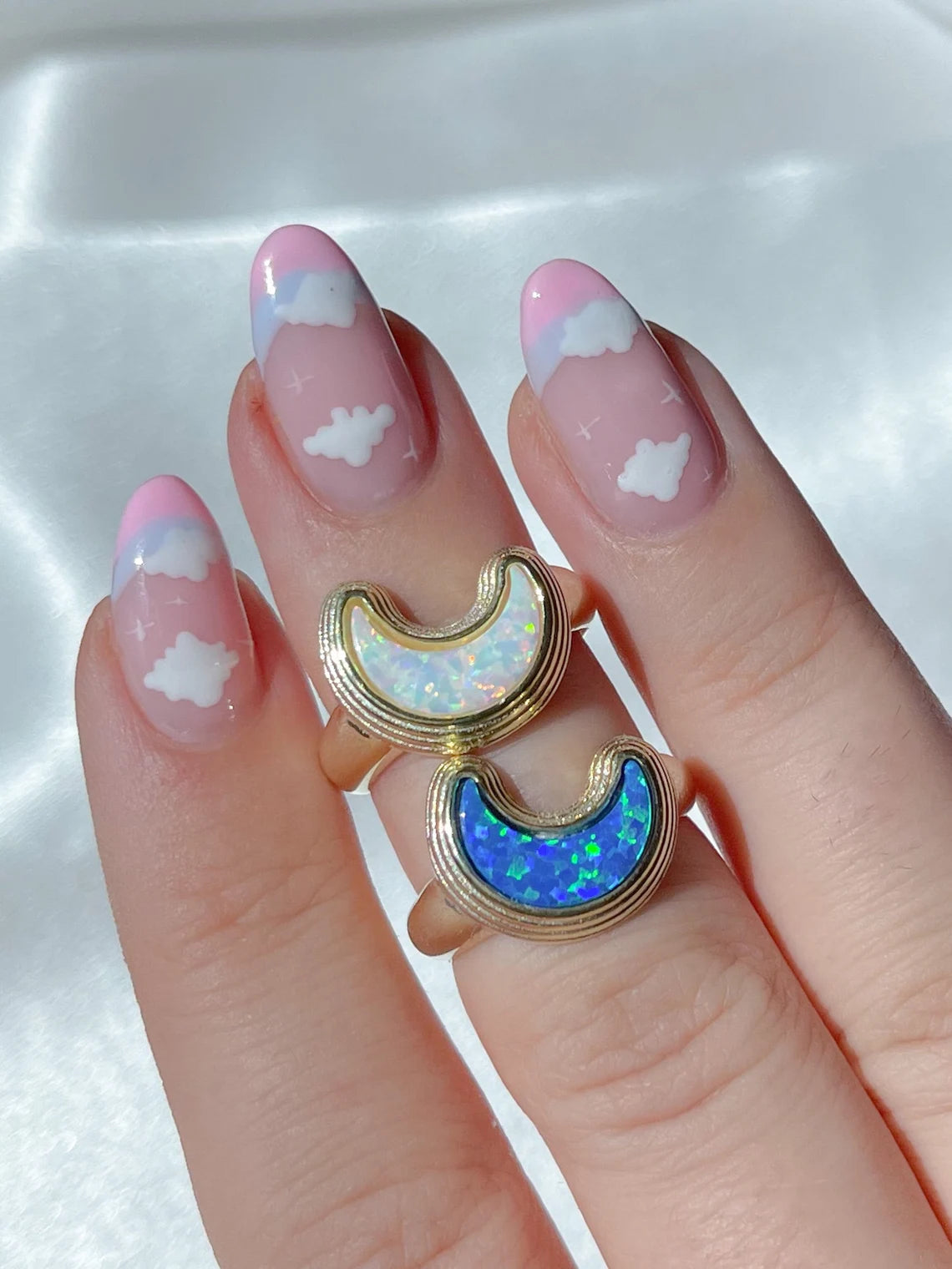 Opal-Mond-Ring Sterlingsilber 925 