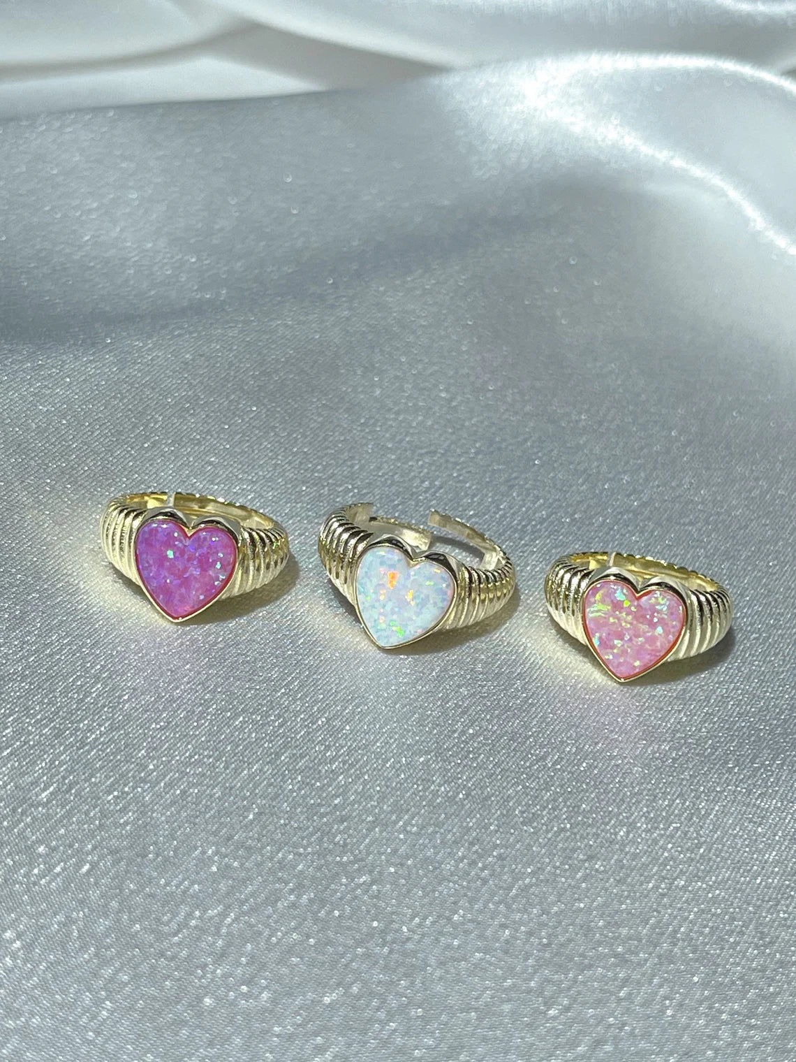 Opal Heart Ring Sterling Silver 925