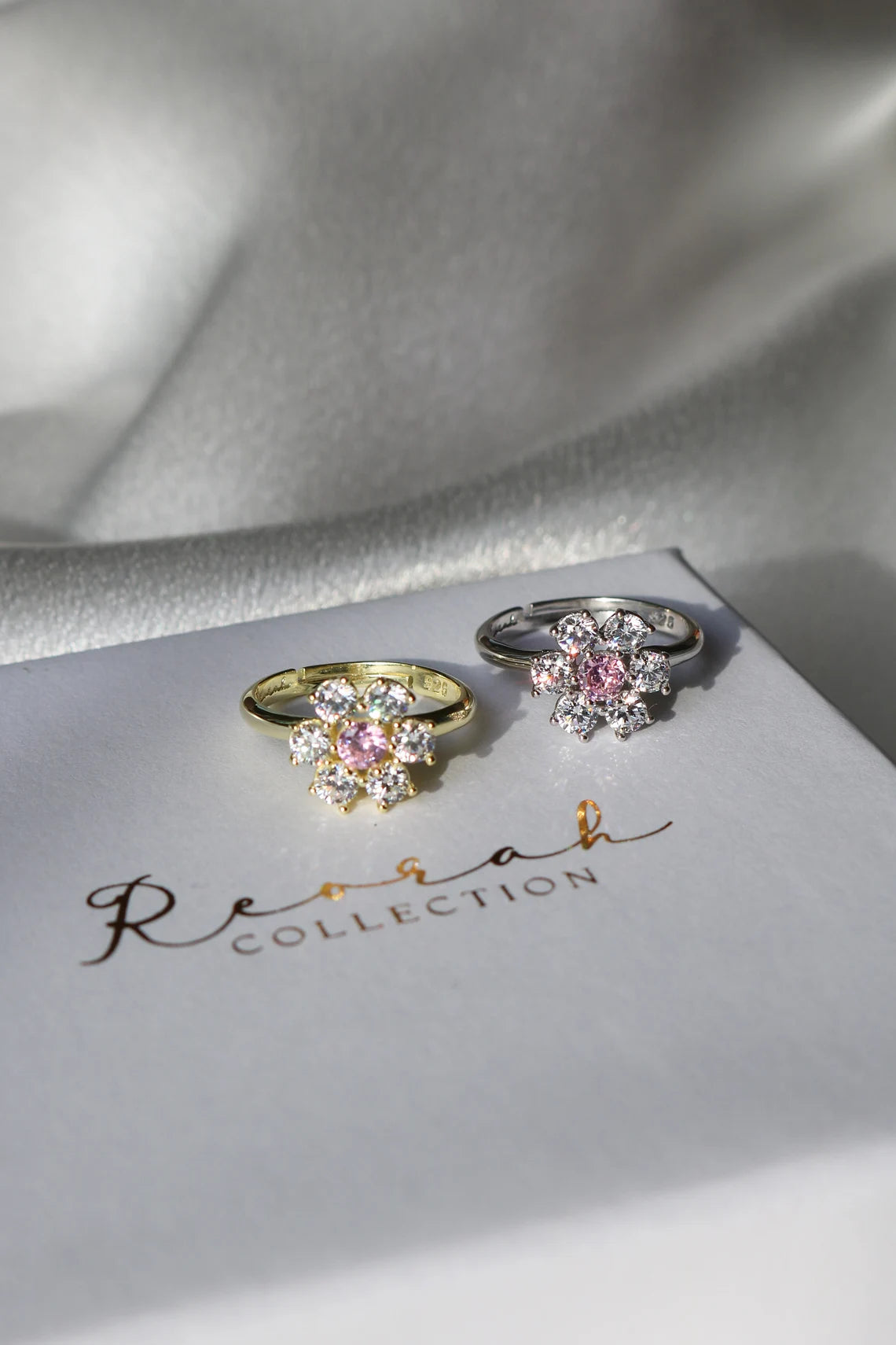 Daisy Zirconia Ring Sterling Silver 925 Gold Plated Silver Plated Stone Flower