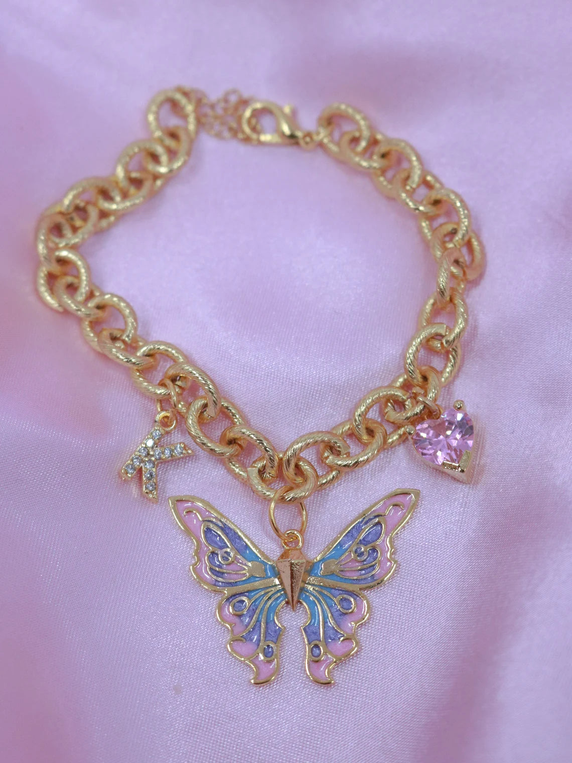 Fairy Elina Minimal Butterfly Bracelet, Letter Butterfly Mermaid Bracelet