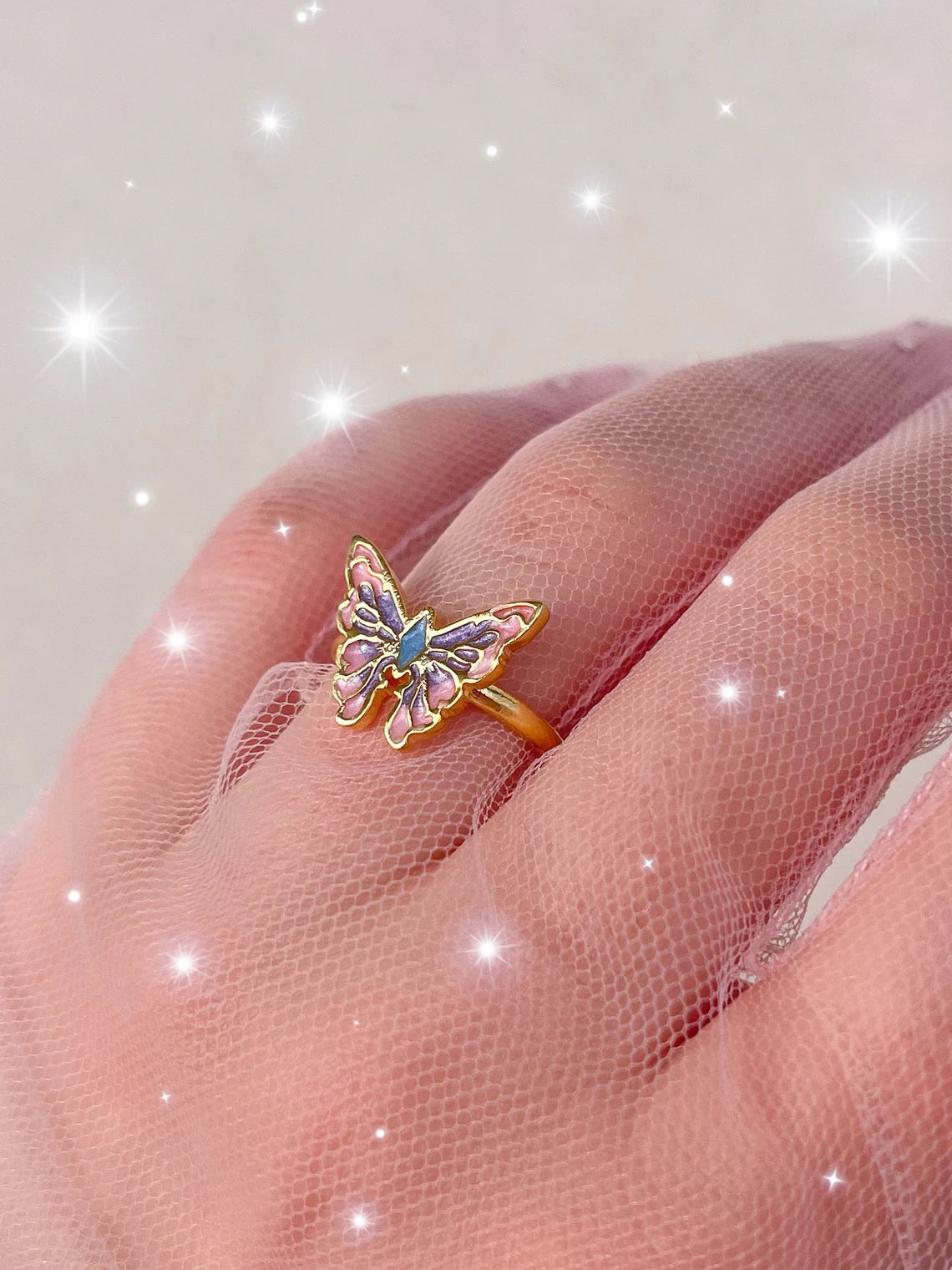 Fairy Elina Butterfly Ring, Mermaid Ring, 925 Sterling Silver