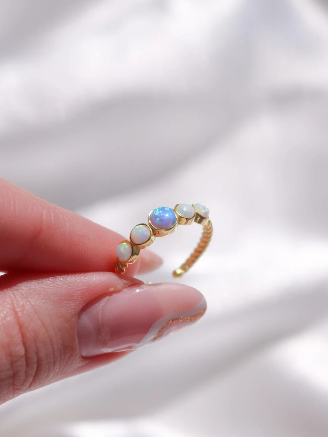 Fairy Mermaid Elina Opalite Pearl Ring, 925 Sterling Silver