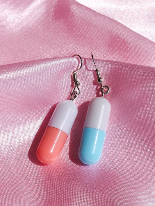 Pill Shape Lipstick Earrings, Pill Earrings