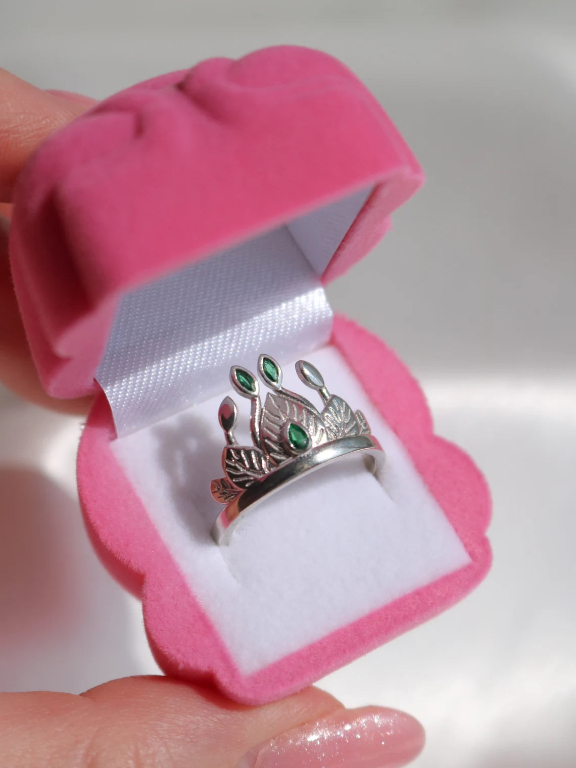 Princess Tiana Crown Ring, Frog Ring, 925 Sterling Silver