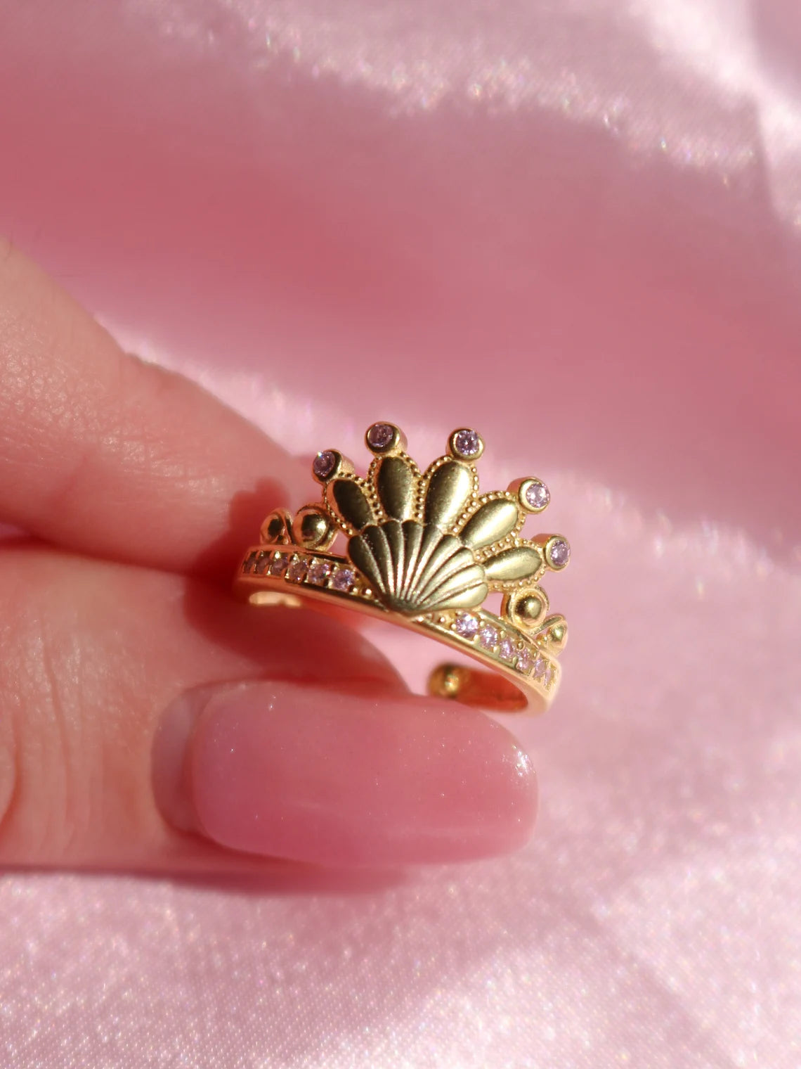 Merliah Mermaid Story Pearl Crown Ring, Shell Ring, 925 Sterling Silver