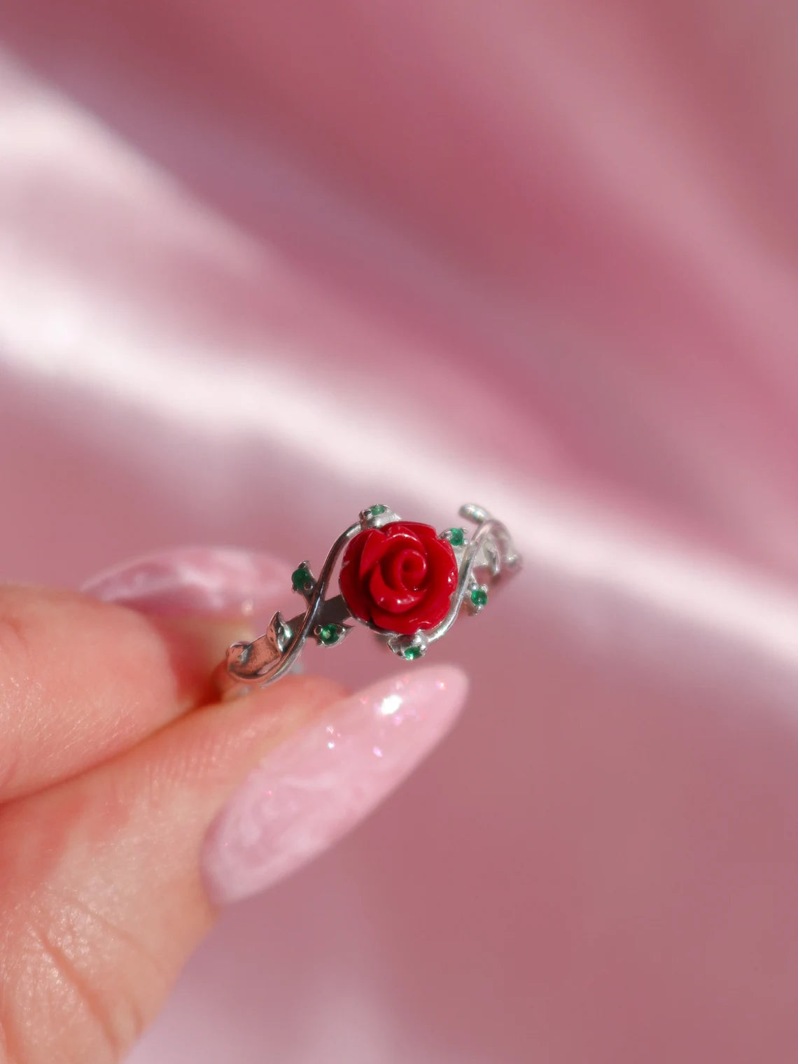 Belle The Beauty Rose Ring, 925 Sterling Silver