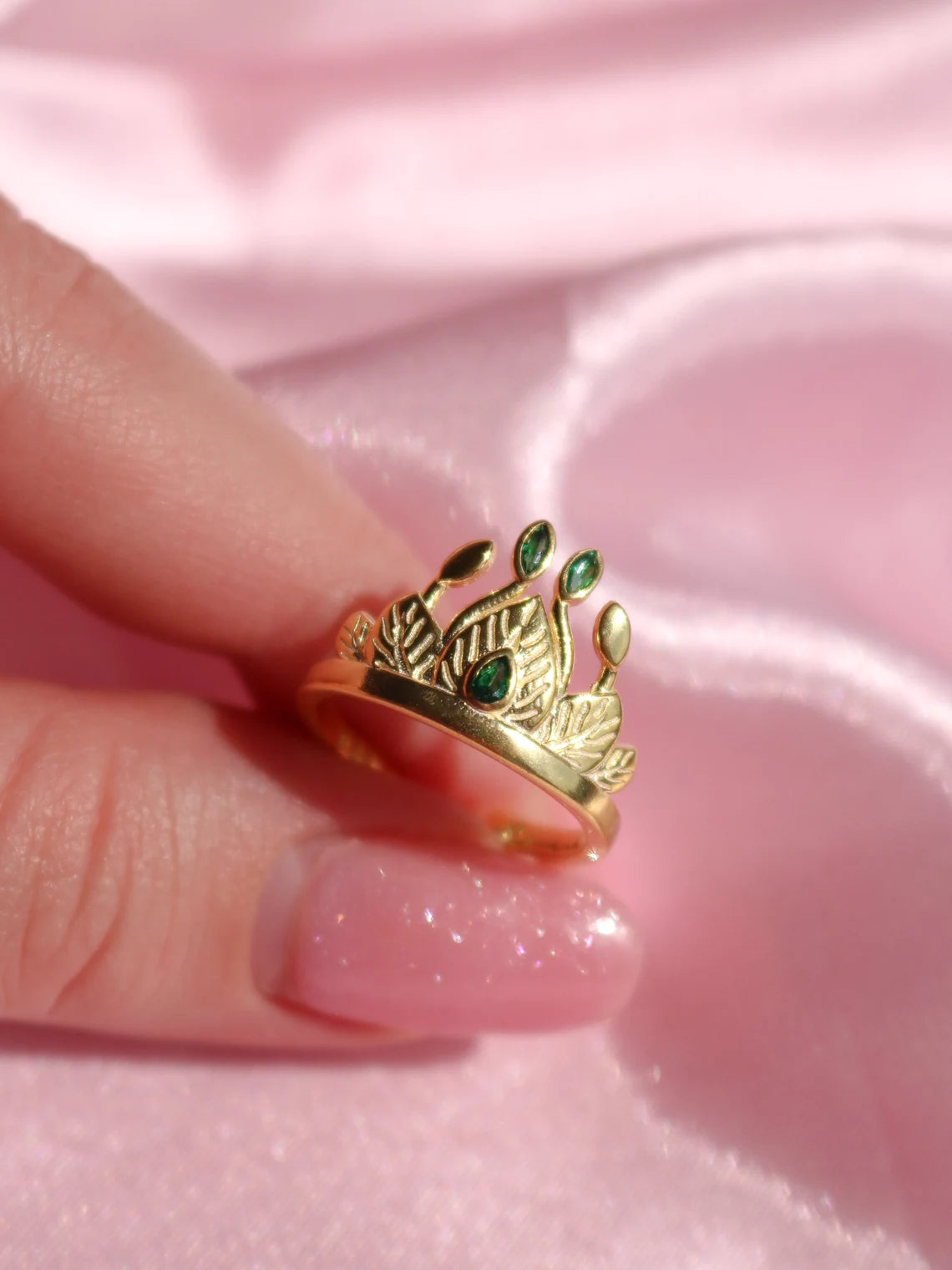 Princess Tiana Crown Ring, Frog Ring, 925 Sterling Silver