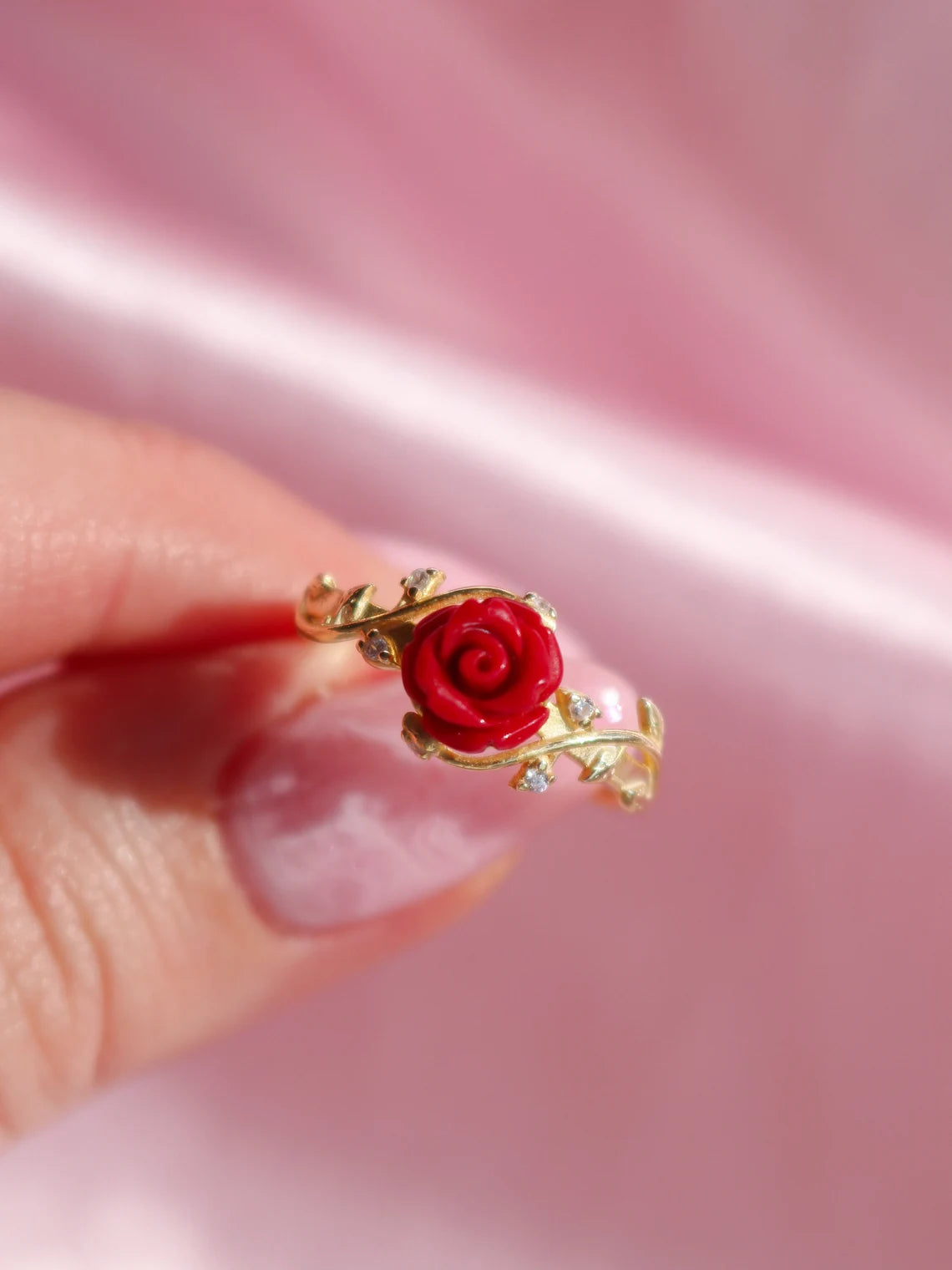 Belle The Beauty Rose Ring, 925 Sterling Silver