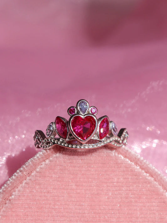 Princess Charm School Blair Crown Ring, vergoldetes oder versilbertes 925er Sterlingsilber 