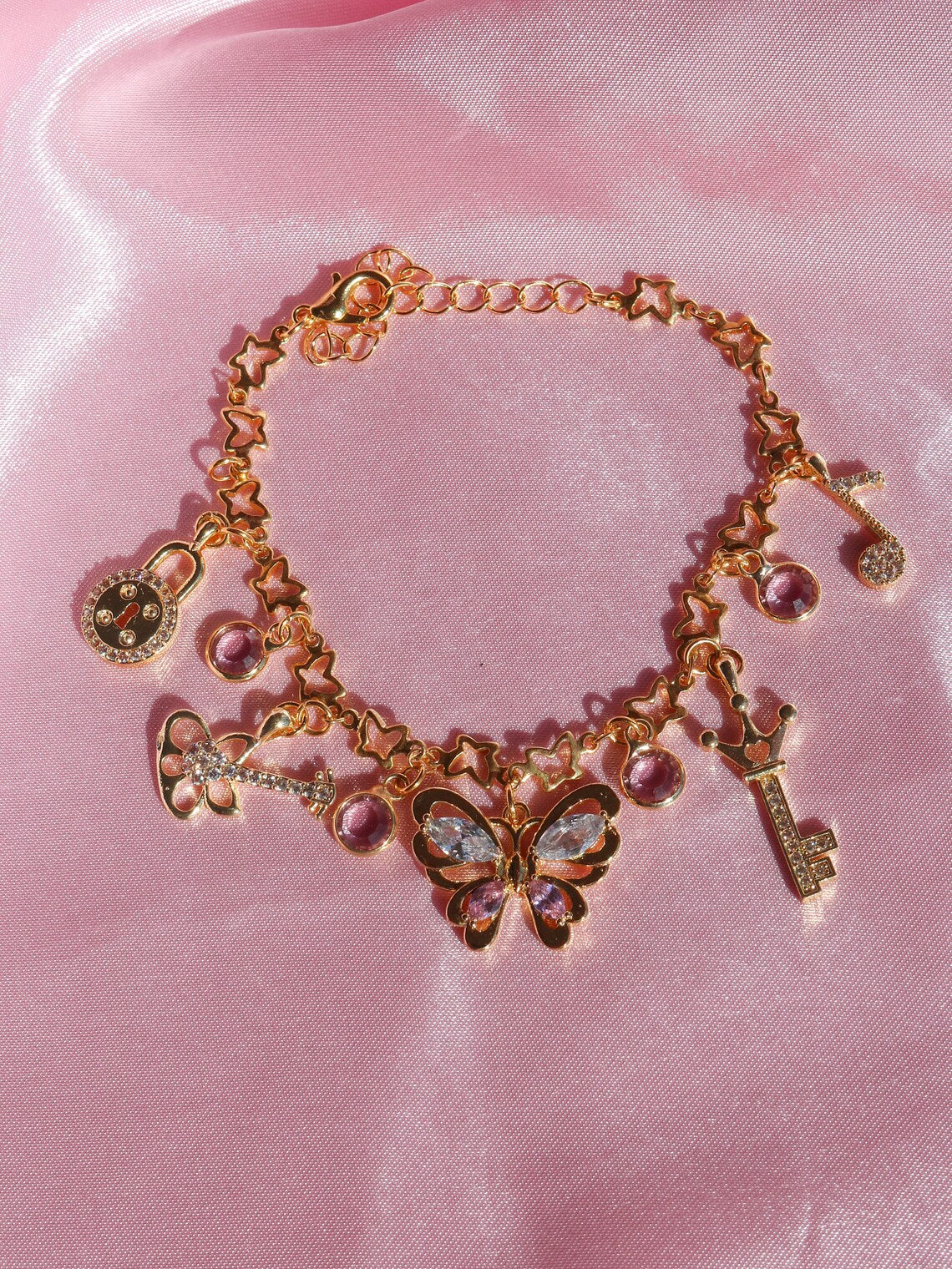 The Diaries Bracelet With Hearts, Butterfly Heart Charm Bracelet