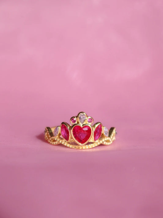 Princess Charm School Blair Crown Ring, vergoldetes oder versilbertes 925er Sterlingsilber 