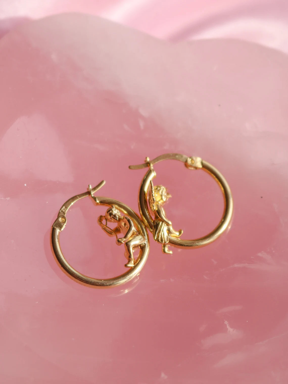 Angel and Devil Hoop Earrings, Gold or Silver Plated Earring, 925 Sterling Silver Earring